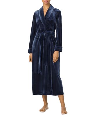 Long Sleeve Velvet Shawl Collar Long Robe
