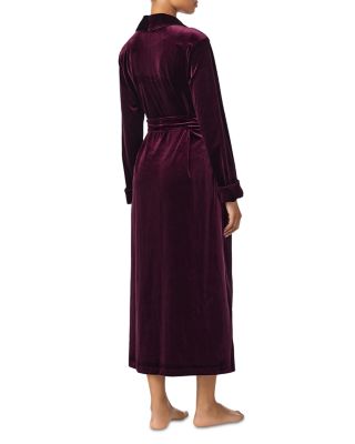Long Sleeve Velvet Shawl Collar Long Robe