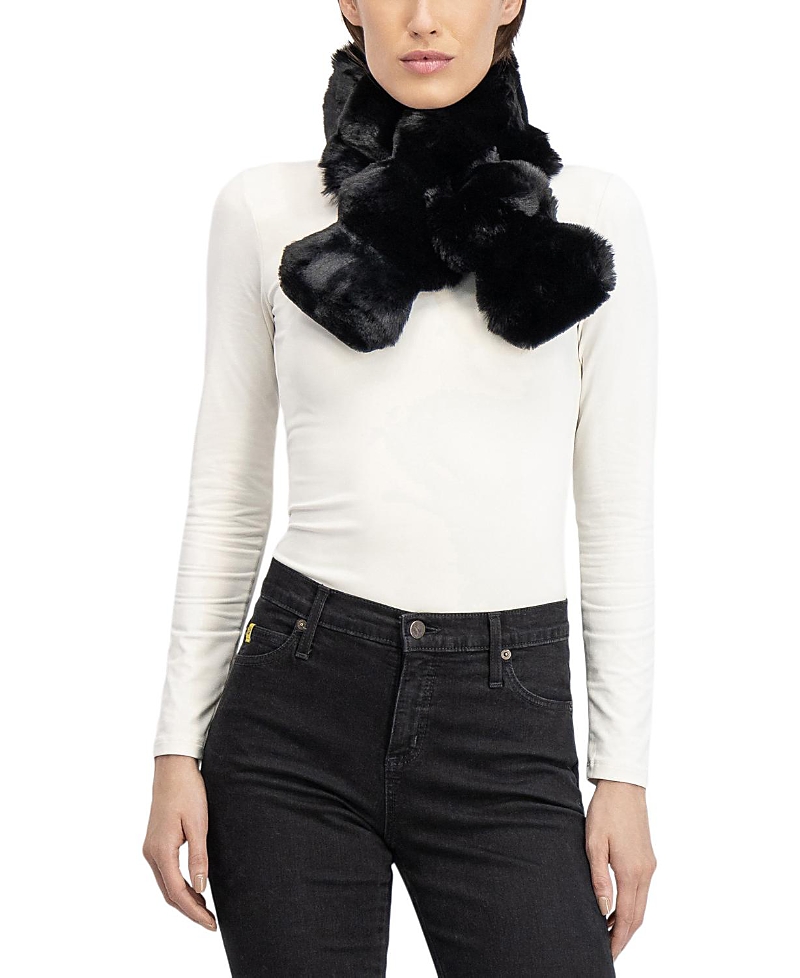 Lyla Grant Faux Fur Chinchilla Pull-through Scarf In Black