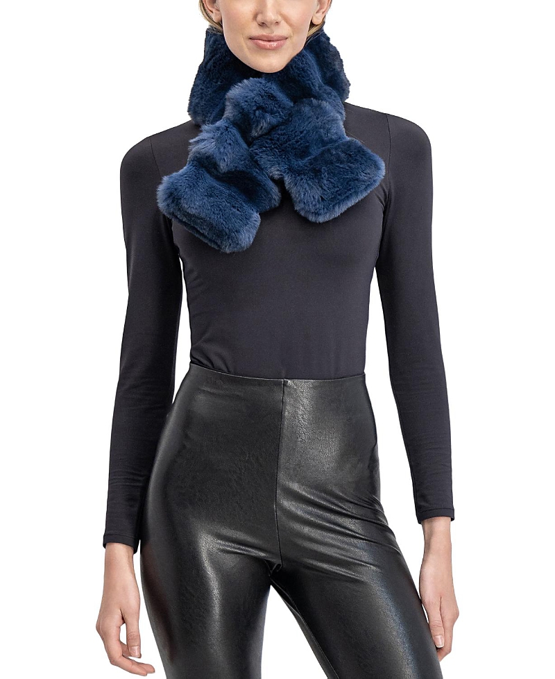 Lyla Grant Faux Fur Chinchilla Pull-through Scarf In Blue