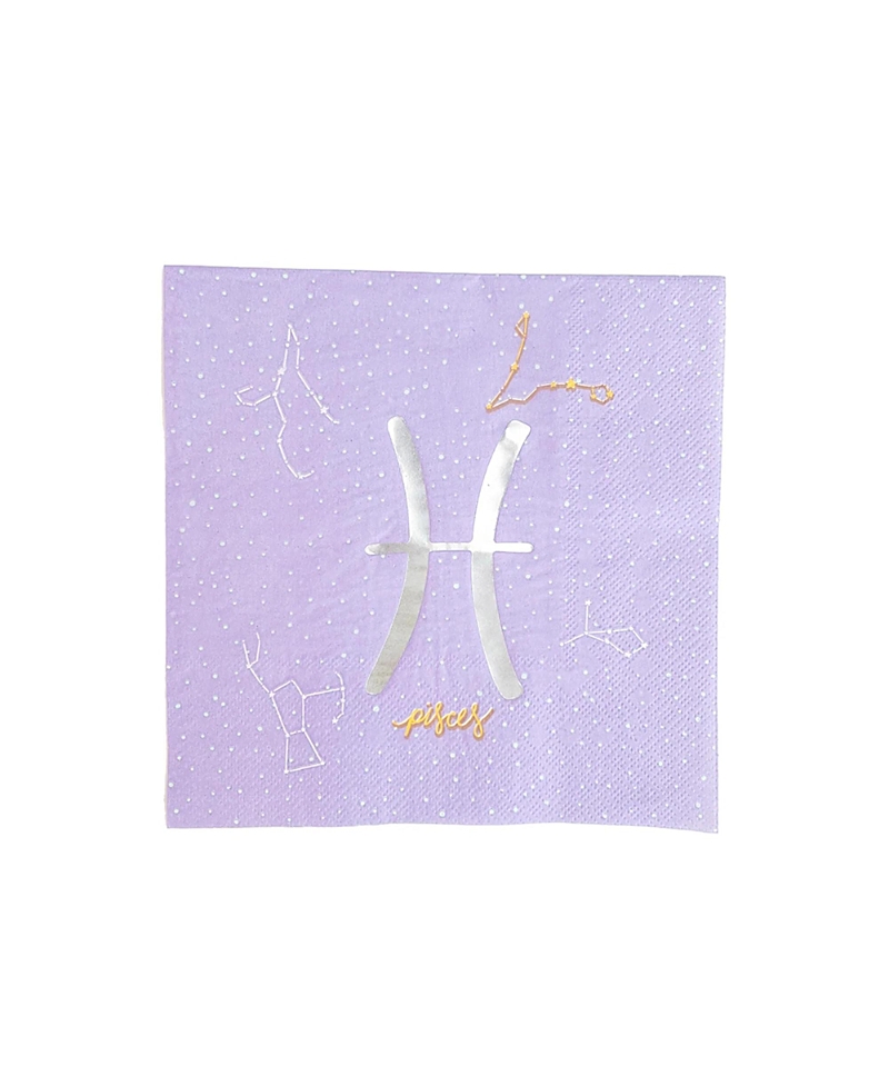 Jollity & Co. Zodiac Themed Paper Party Large Napkins, Set of 16