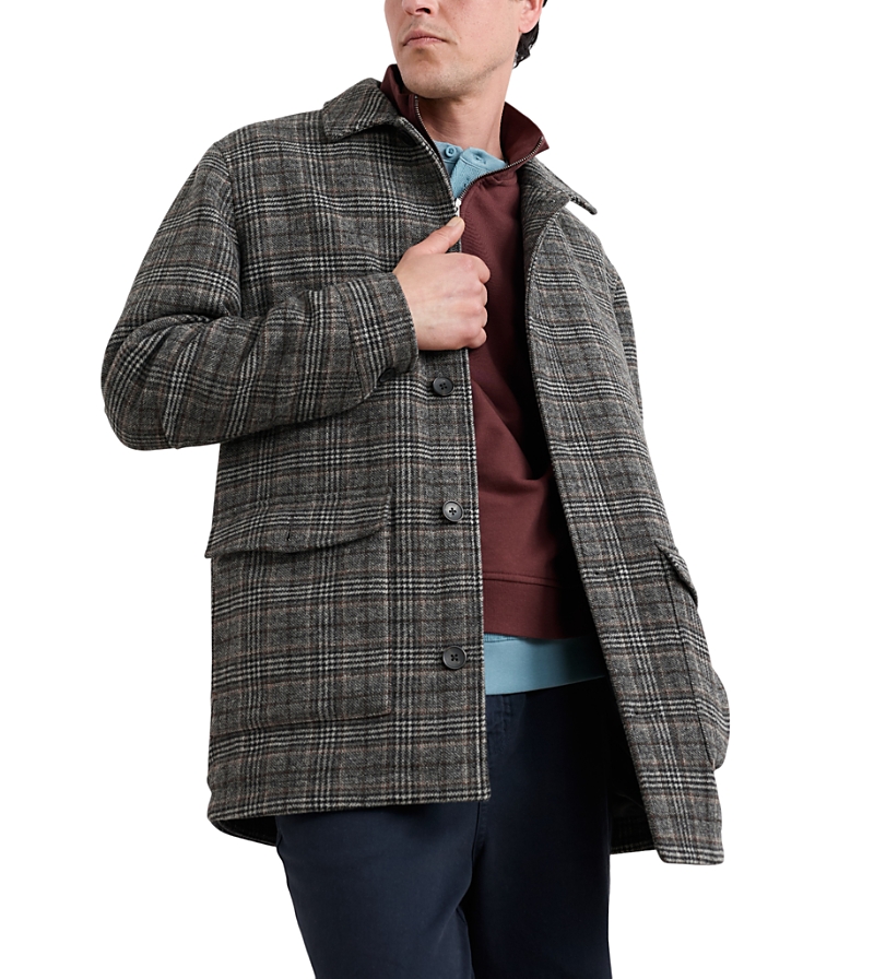 Seasalt Cornwall Rowlocks Glen Check Felted Jacket In Brown