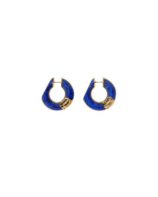 Lapis Large Hollow Hoop Earrings
