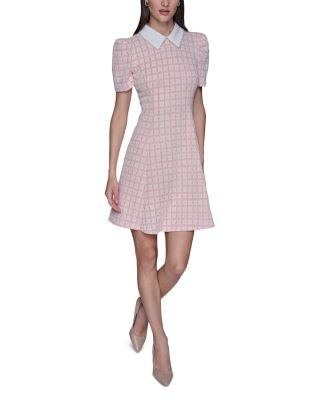 Short Puff Sleeve Tweed Dress