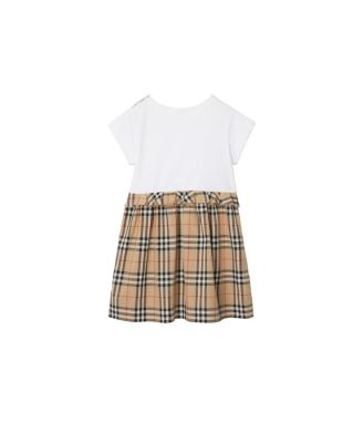  Girls' Check Trim Stretch Cotton Dress - Little Kid, Big Kid
