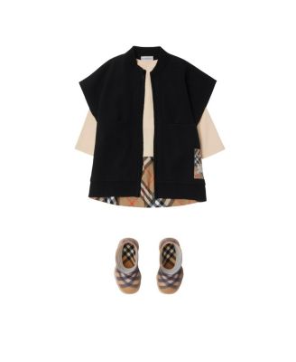 Girls' Check Label Wool Blend Cape - Baby