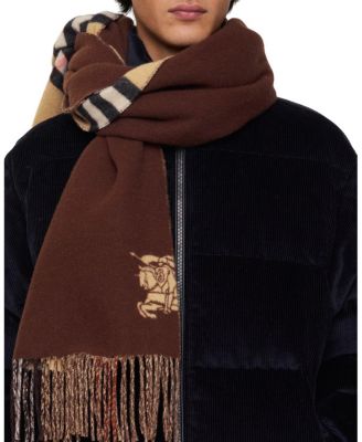 Wide Reversible Check Cashmere Scarf