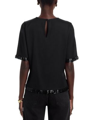 Leo Silk Blend Sequin Fringe Top