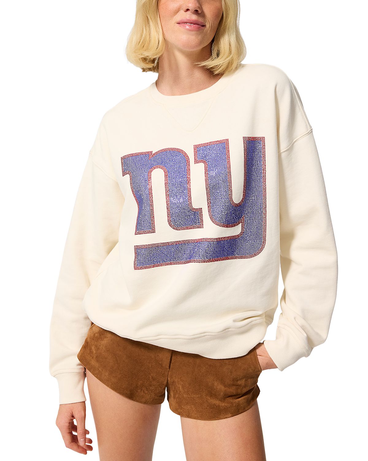 Terez Ny Giants Sugar Swizzle Rhinestone Crewneck Sweatshirt
