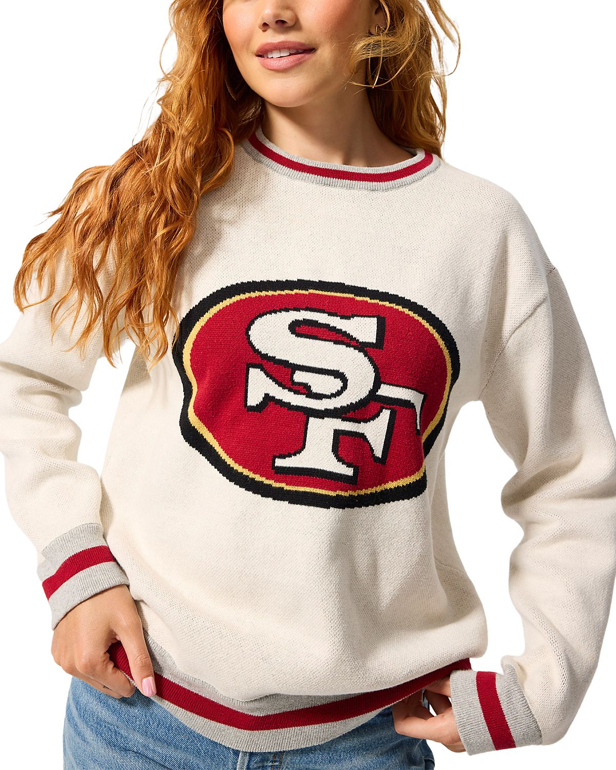 Terez San Francisco 49ers Sugar Swizzle Jacquard Crewneck Sweater