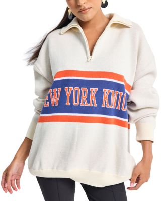 Knicks Quarter Zip Stripe Logo Sweater