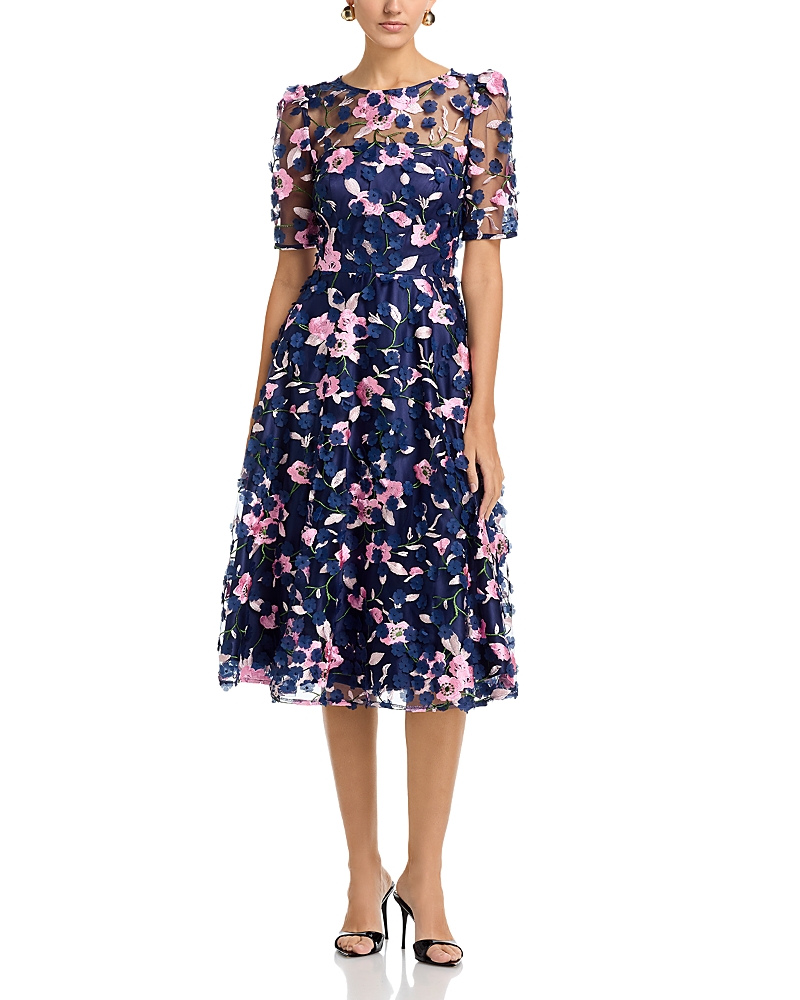 Eliza J Floral Elbow Sleeve Short Dress