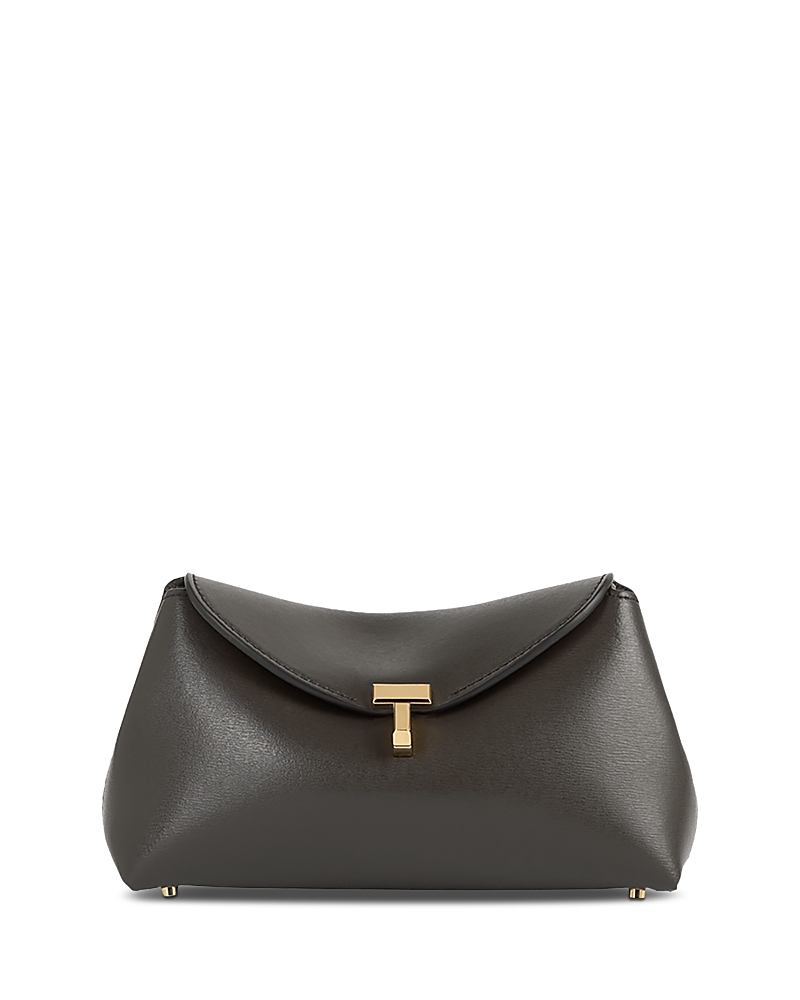 Totême Mini T-lock Leather Clutch In Brown
