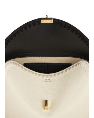 Embroidered Trim Leather Clutch