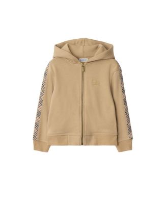 Check Trim Cotton Zip Hoodie - Little Kid, Big Kid