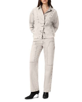 Mia Mid Rise Sparkle Carpenter Jeans in Snow Grey