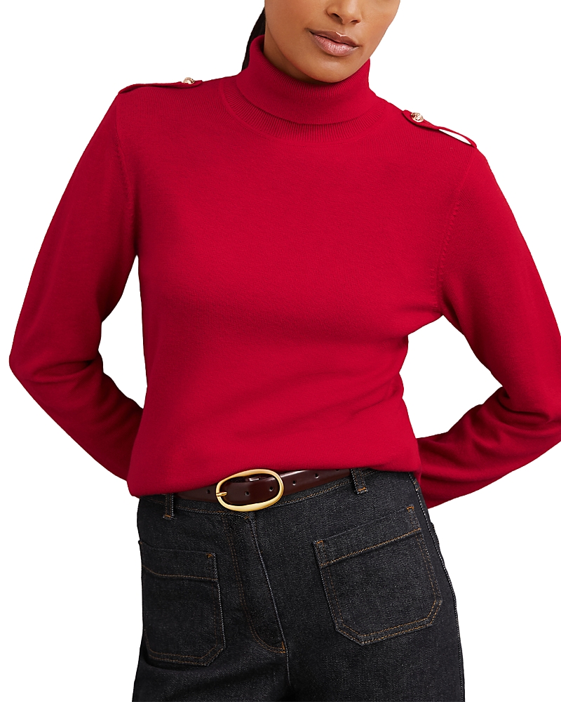 Reiss Corrine Wool Button Detail Knit Sweater In Red