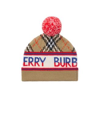  Unisex Check Wool Blend Beanie
