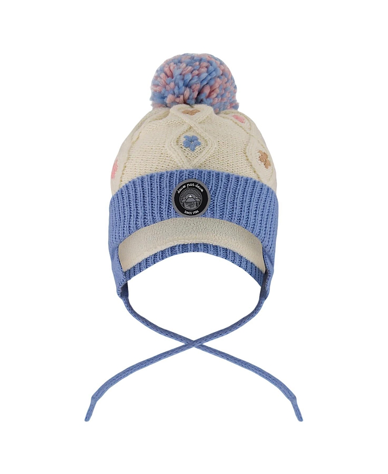Deux Par Deux Girls' Lined Knit Hat With Ears - Little Kid, Big Kid In Blue