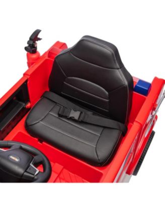  Fire Truck 12V Ride-On 3-8y: Sprinkler, Megaphone, RC, LED, Leather Seat - Ages 2-4