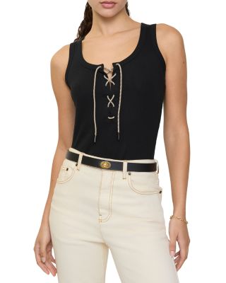 Cleo Check Trim Cotton Blend Tank Top