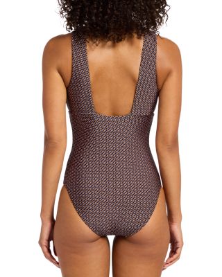 Plunge Neck Shine Swimsuit