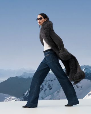 Dorothy Leather & Shearling Trim Midi Coat