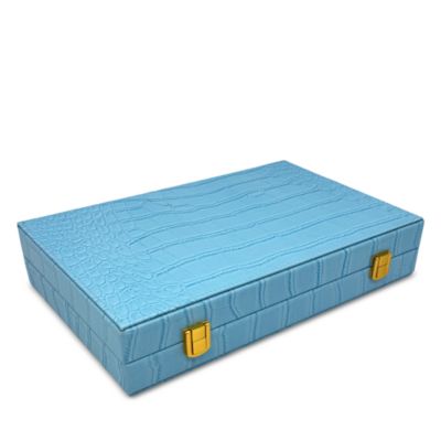 12" Travel Size Faux Crocodile Backgammon