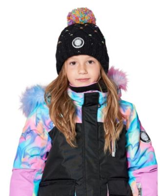 Girls' Lined Knit Pompom Hat with Little Sequins - Little Kid, Big Kid
