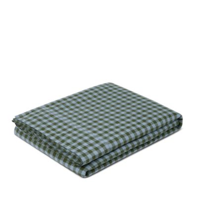 Gingham Linen Flat Sheet, Twin
