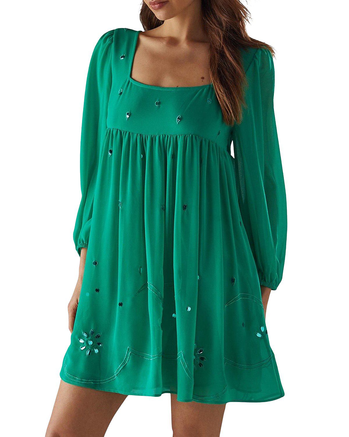 Warehouse Hand Embellished Square Neck Mini Dress
