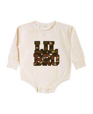 Boys' Lil Bro Camo Patch Long Sleeve Romper - Baby