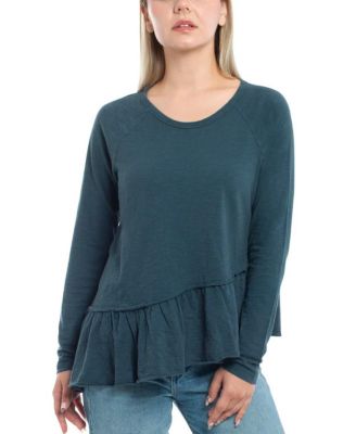Raglan Asymmetric Peplum Hem Tee