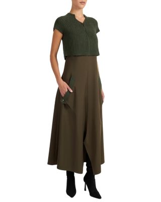 Johanna Mix Media Cap Sleeve Midi Dress