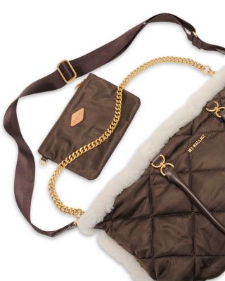 Medium Madison East/West Quilted Shearling Tote