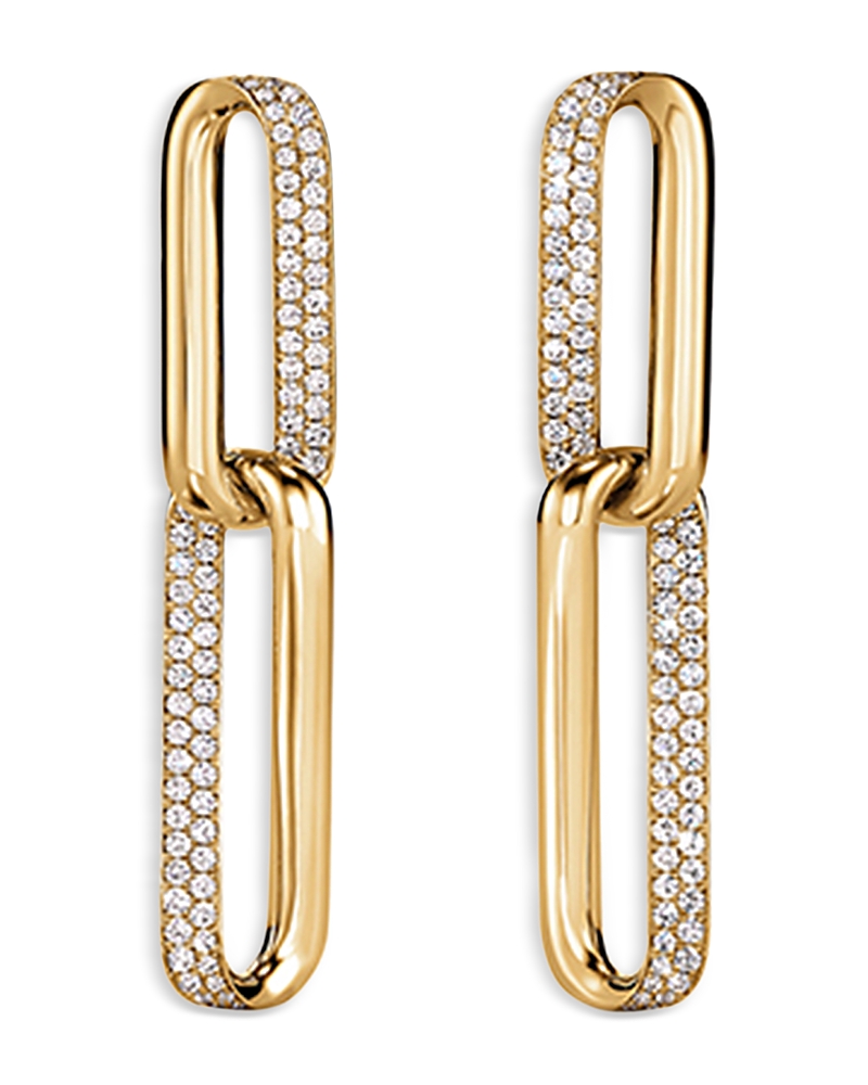 Hearts On Fire 18K Yellow Gold Inside Out Diamond Chain Link Drop Earrings