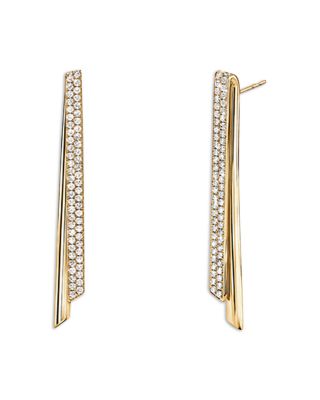 18K Yellow Gold Inside Out Diamond Flip Stiletto Drop Earrings