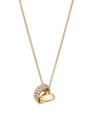 18K Yellow Gold Inside Out Diamond Rondelle Pendant Necklace, 16-18"