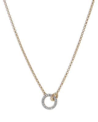 14K Yellow Gold JH Essentials Diamond Pav&eacute; Interlocking Circle Necklace, 16-18"