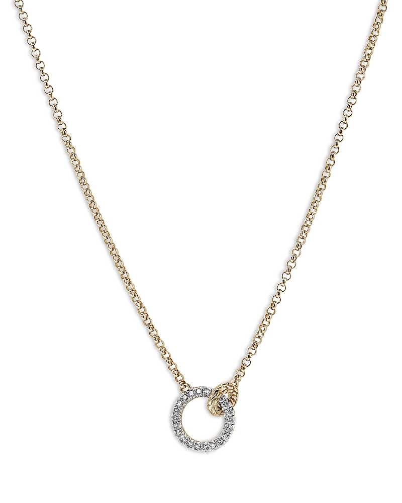 John Hardy 14K Yellow Gold Jh Essentials Diamond Pave Interlocking Circle Necklace, 16-18