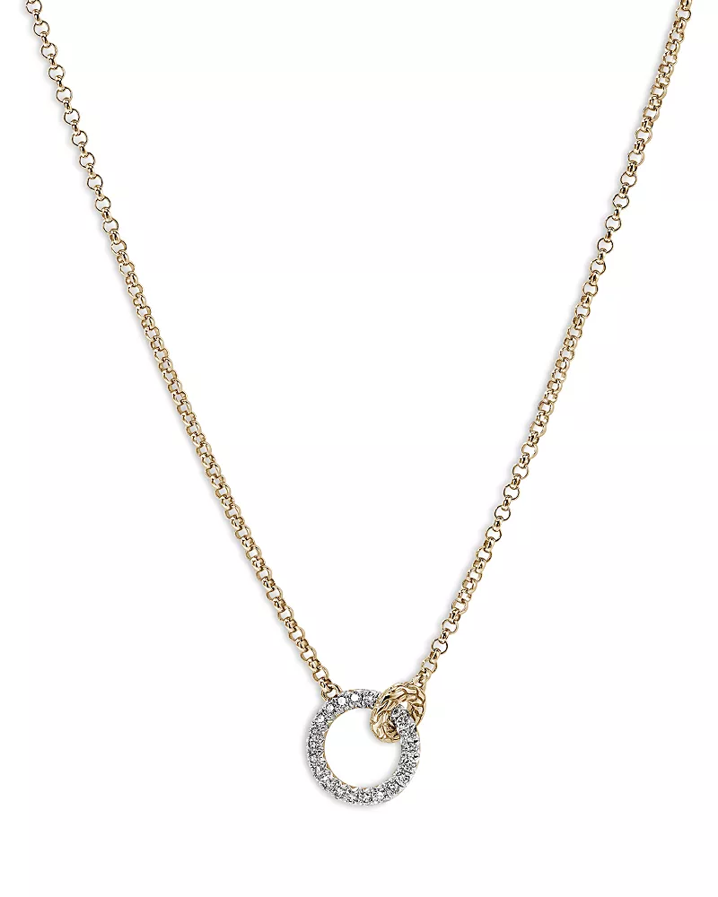 John Hardy 14K Yellow Gold Jh Essentials Diamond Pave Interlocking Circle Necklace, 16