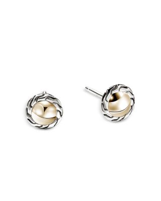 14K Yellow Gold & Sterling Silver JH Essentials Stud Earrings