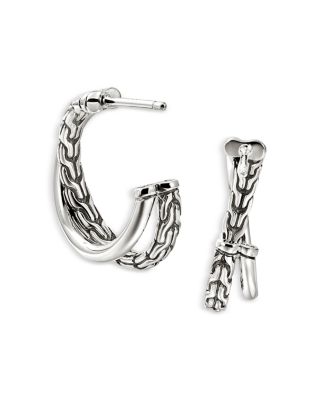 Sterling Silver JH Essentials Crossover Hoop Earrings
