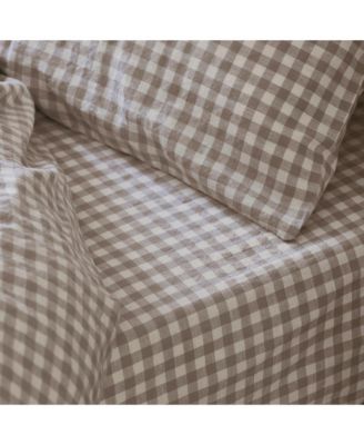 Gingham Linen Blend Fitted Sheet