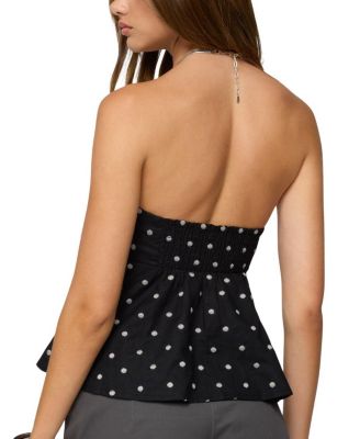  Izzey Polka Dot Strapless Babydoll Top