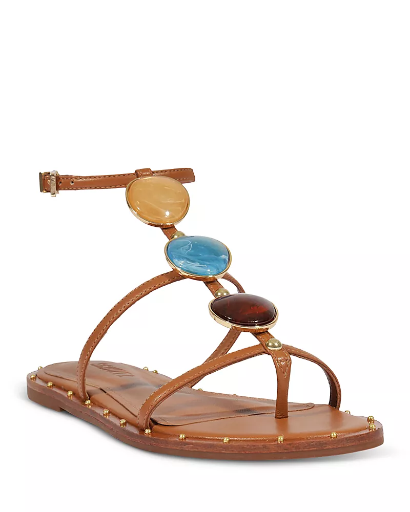 Schutz Milos Leather Flat Sandals