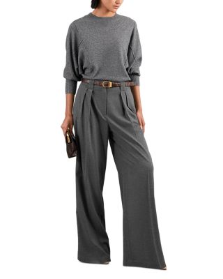 Petite Poppie Wide Leg Flannel Trousers