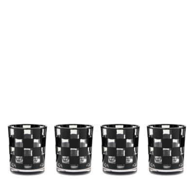 Black Check Acrylic Tumblers, Set of 4