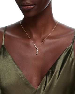 Luxe Collection Certified Lab Grown Diamond Graduated Asymmetric Necklace in 14K Yellow Gold, 1.0 tcw