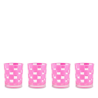 Pink Check Acrylic Tumblers, Set of 4